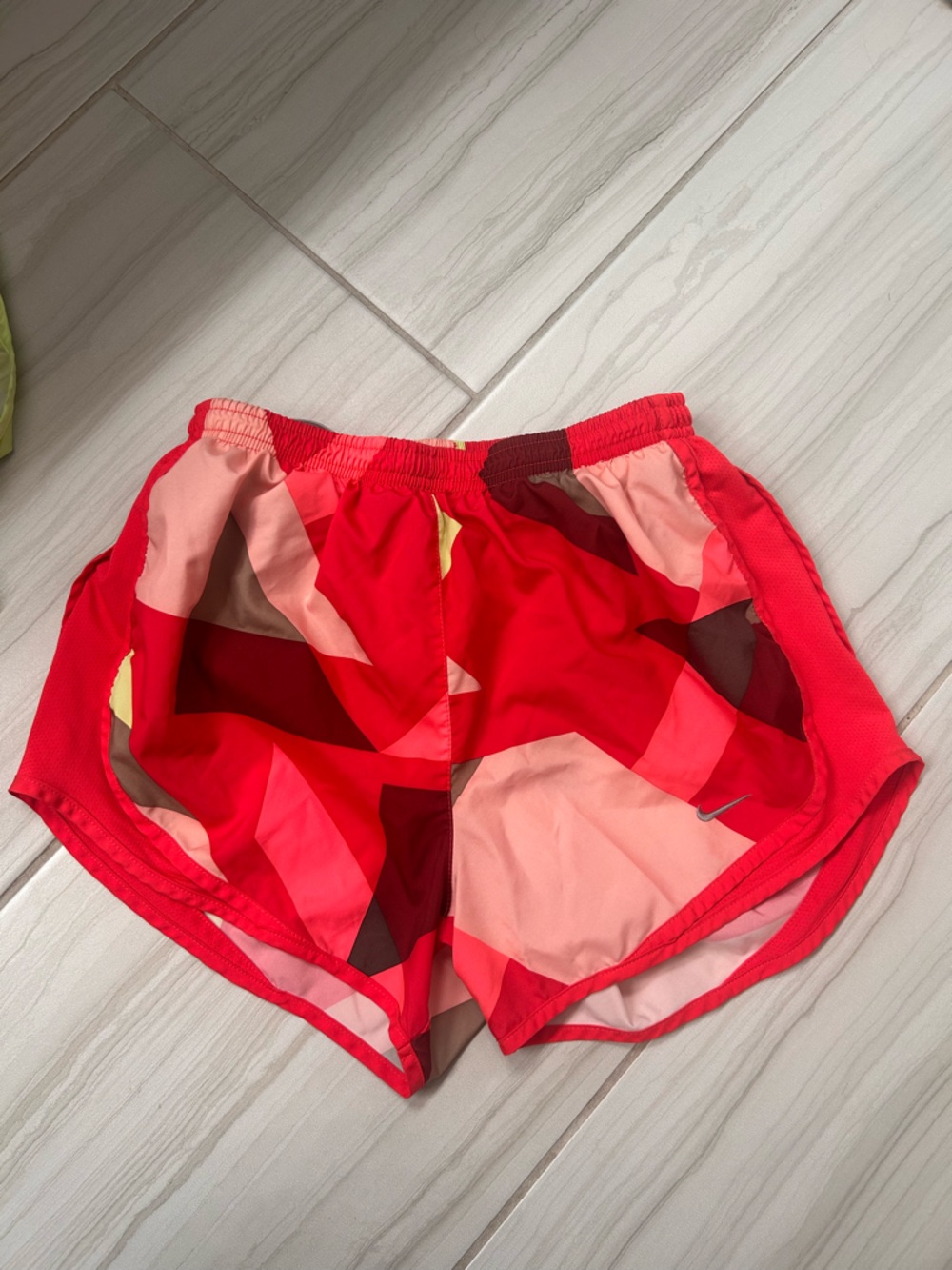 Nike Dri-Fit Red and Pink Geo-Print Athletic Shorts